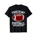 American Football Print Men's Cotton T-shirt, Graphic Tee Men's Outdoor Clothes, Men's Clothing, Casual Short Sleeve Crew...