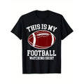 American Football Print Men's Cotton T-shirt, Graphic Tee Men's Outdoor Clothes, Men's Clothing, Casual Short Sleeve Crew...