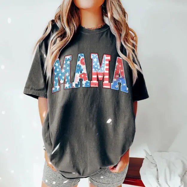 American Mama Mama Shirt Retro Mom America 4th July American Mama Retro USA Shirt Shirt Top Casual Oversize T-Shirts, Hoodie, Sweatshirt