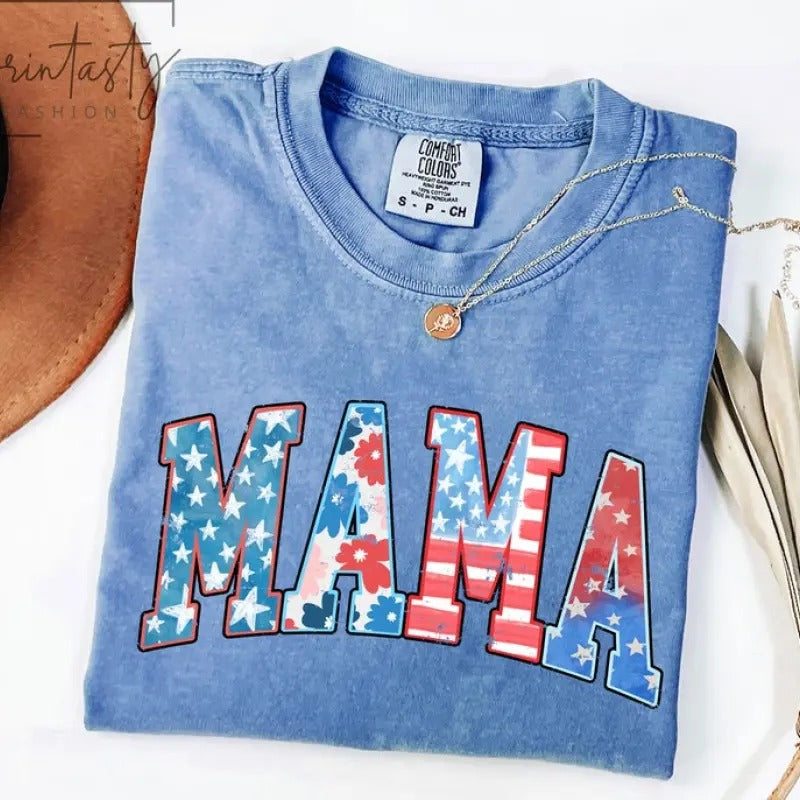 American Mama Mama Retro Mama America 4th July American Mama Retro USA Comfort Color Shirt USA Shirt T-Shirts, Hoodie, Sweatshirt