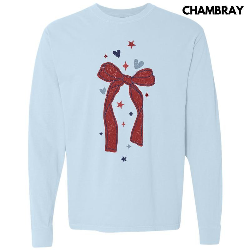 American Ribbon Long Sleeve Comfort Colors T-Shirt 'NLB' Hoodie, Sweatshirt | GrindPrints.com