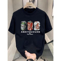 American Style Trend High Street Casual Printed Men's Half Sleeve T-shirt Men's 2025 Summer Pure Cotton Loose Short...