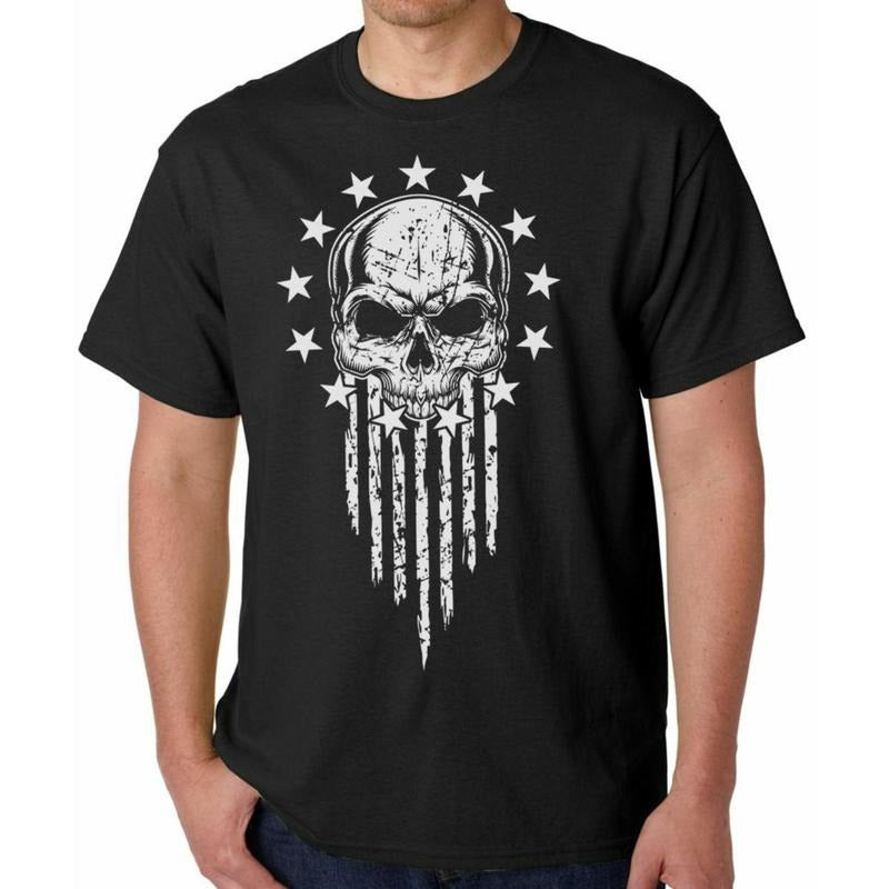 American Warrior Patriot T-SHIRT ~ USA Flag Skull Tee ~ Military Veteran Made in USA Hoodie, Sweatshirt | GrindPrints.com