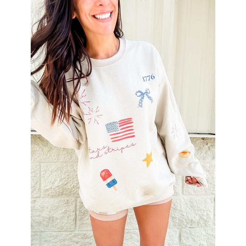 Americana Sticker Trend Graphic Top T-Shirts, Hoodie, Sweatshirt | GrindPrints.com