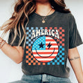 Ametica Checkerboard Retro Shirt, USA Vintage Unhinged Shirt, 4th Of July Graphic Printed Tee, Independence Day Happy...
