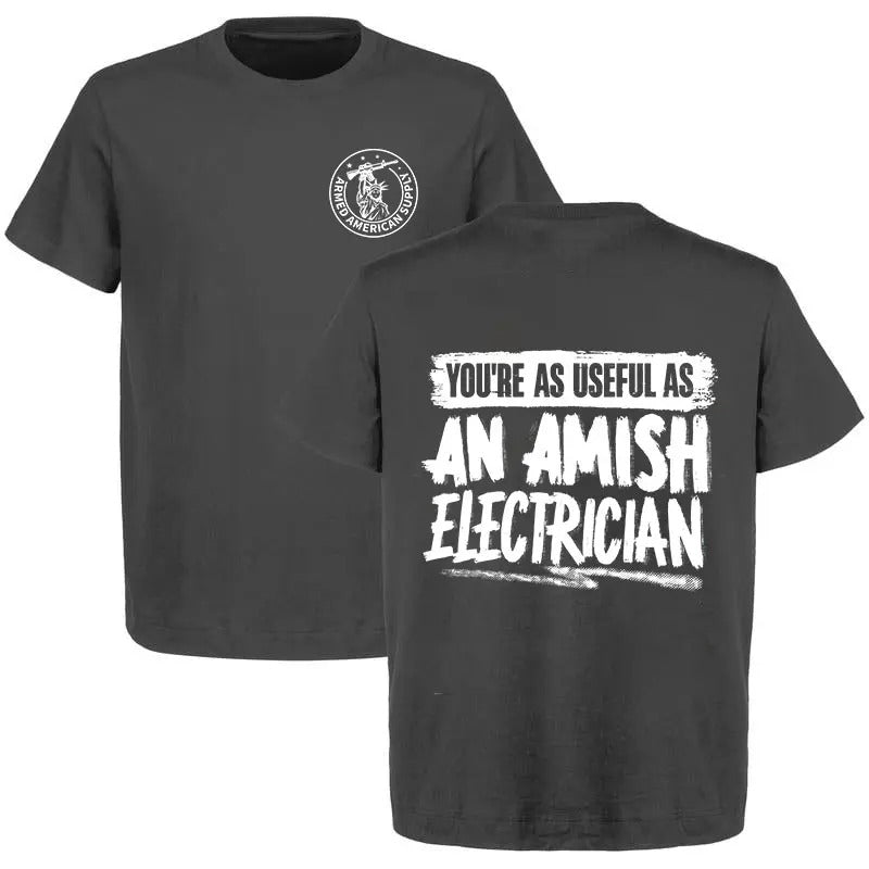 Amish Electrician - Safety Yellow Hi-Vis T-Shirt Hoodie, Sweatshirt | GrindPrints.com