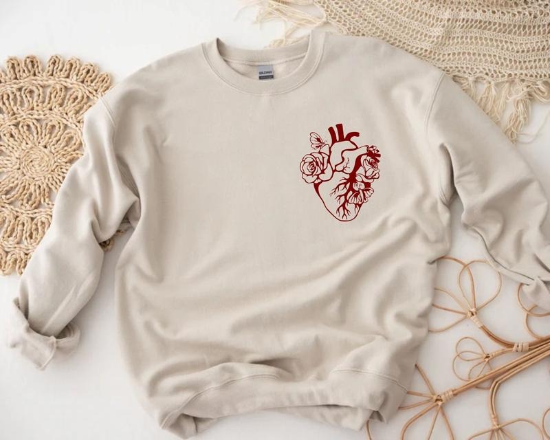 Anatomical Floral Heart Sweatshirt, Cardiac Nurse, Er Nurse Sshirt, Gift For Cardiologist, Mental Health, Healthcare...