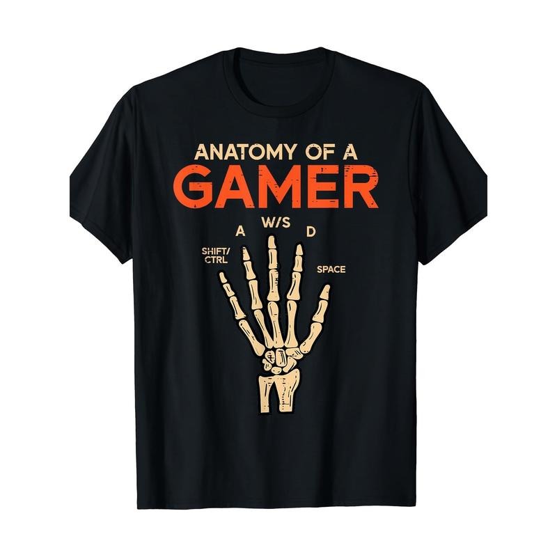 Anatomy Of A Gamer Skeleton Hand Funny Men T-Shirt Made in USA Hoodie, Sweatshirt | GrindPrints.com