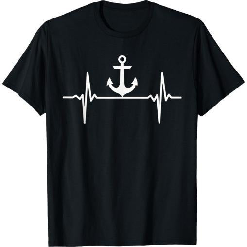 Anchor Heartbeat Funny Clothing Pulse Sailing Boat Sea Sail T-Shirt Made in USA Hoodie, Sweatshirt | GrindPrints.com