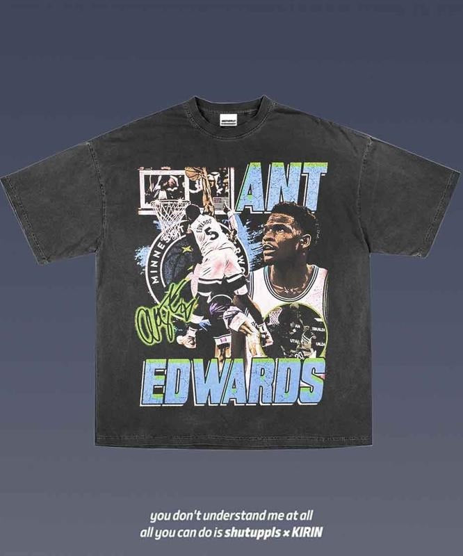 Anthony Edwards  Tee | Vintage Tee Graphic T-Shirt Sweatshirt Hoodie | Sport Tee - Gift For Fan 1.29 | GrindPrints.com