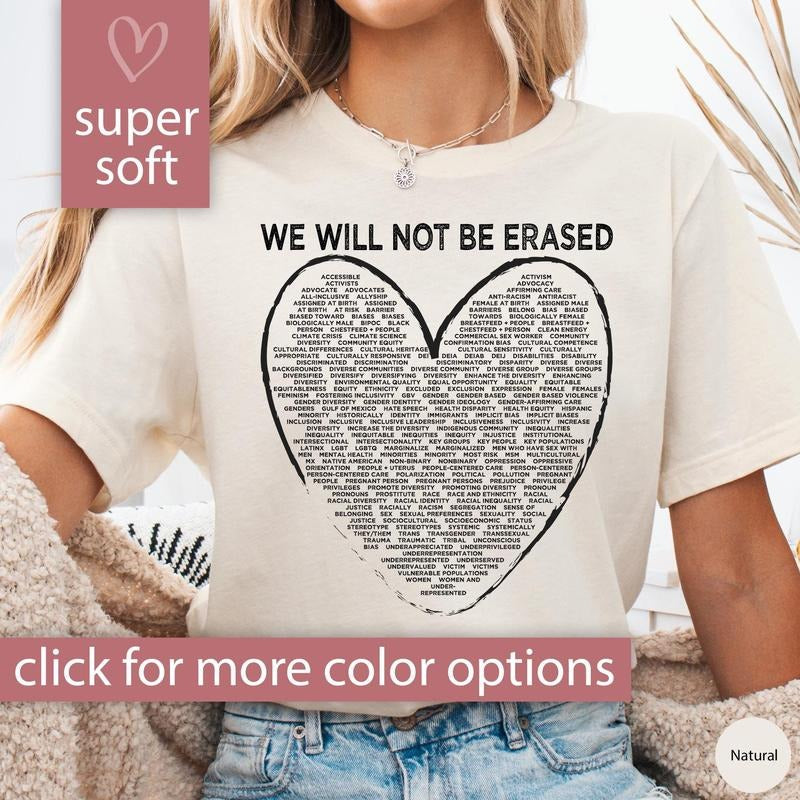 Anti Censorship Shirt, Banned Words Tshirt, We Will Not Be Erased Shirt for Women Political T Shirt, Equality Tee Shirt...