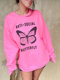 Anti Social Butterfly Graphic Pullover T-Shirts, Hoodie, Sweatshirt | GrindPrints.com