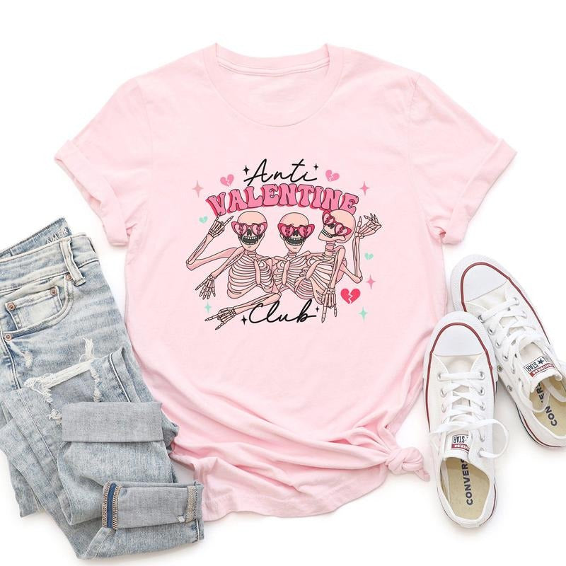 Anti Valentine's Club, Skeleton, Super Soft Tshirt, Valentine's Day Hoodie, Sweatshirt | GrindPrints.com