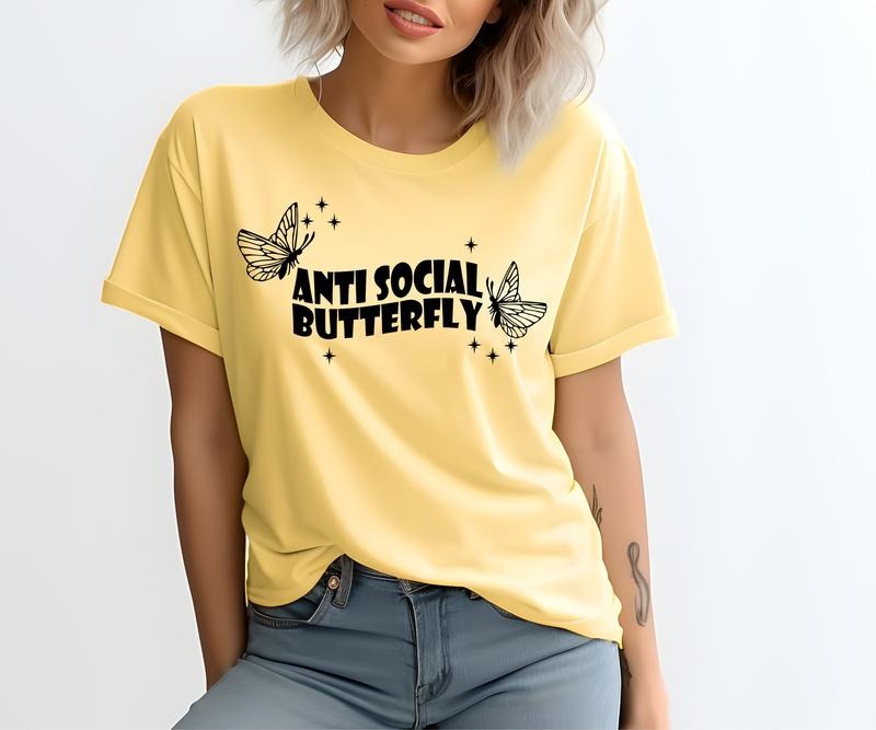 Antisocial Butterfly Comfort colors Tee shirt Hoodie, Sweatshirt | GrindPrints.com