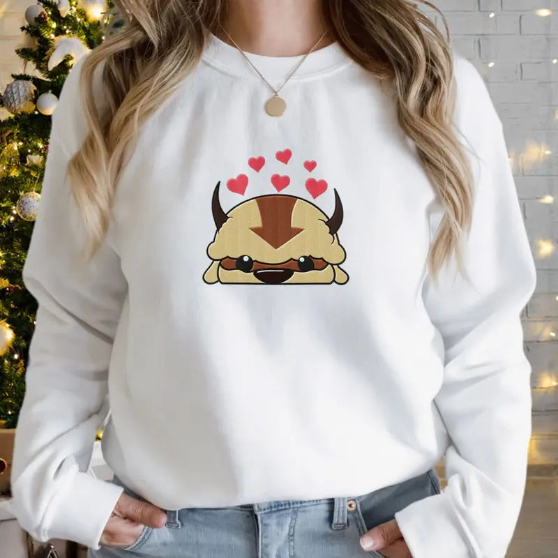Appa Avatar Embroidered Sweatshirt, Avatar Movie Embroidered T-shirt, Appa Lover Embroidered Tee Hoodie | GrindPrints.com