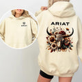 Ariat Floral Bull Skull Hoodie, Iconic Ariat Logo Shirt, Stylish Western-Inspired Graphic Tee Sweatshirt | GrindPrints.com