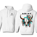 Ariat Hoodie T-shirt Sweatshirt, Ariat Bull Skull & Floral Long sleeves, Perfect Outdoor Menswear For Every | GrindPrints.com