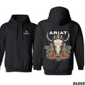 Ariat Hoodie, Featuring A Bull Skull Design With Unique Cactus Floral Patterns, Perfect For Outdoor Adventures, Casua...