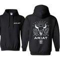 Ariat Hoodie, Wild bull skull design with sun logo, ideal for outdoor activities and Western style, Sweaters Tops...