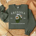 Arizona Saguaro Blossom Embroidered State Flower Sweatshirt, Hometown Embroidered Shirt, Favorite Flower Embroidered...