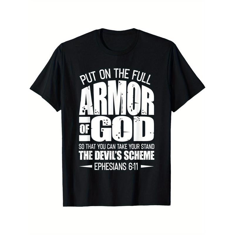 Armor of God, Christian Bible Verse, Ephesians 6 11 T-Shirt men's personality design Black T-shirt 220g made in usa...