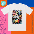 'Art Is My Voice' Multi-Color Tee | Artistic Font Graphic Design | Daily Styling & Creative Expression Hoodie, Sweatshirt