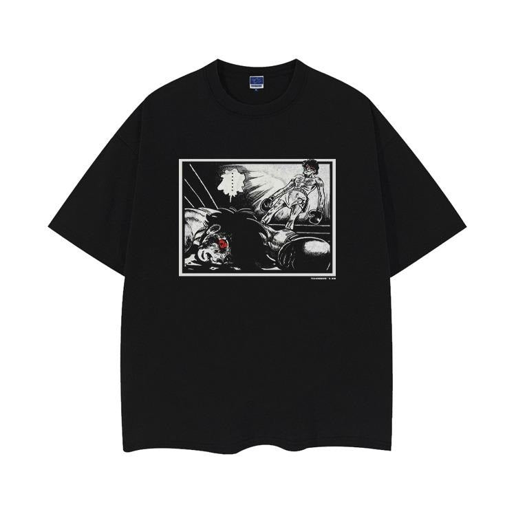 Ashita no Joe "The Ring" Heavyweight Vintage Tee 100% Cotton OVERSIZED Anime T-shirt Menswear Top Crew Necks Tshirt...