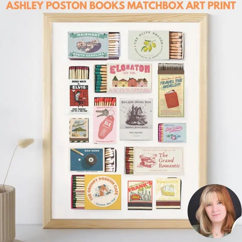 Ashley Poston Vintage Matchbox Art Poster Print Gift Booktok Book Match Seven Year Slip The Dead Romantics Novel Love...
