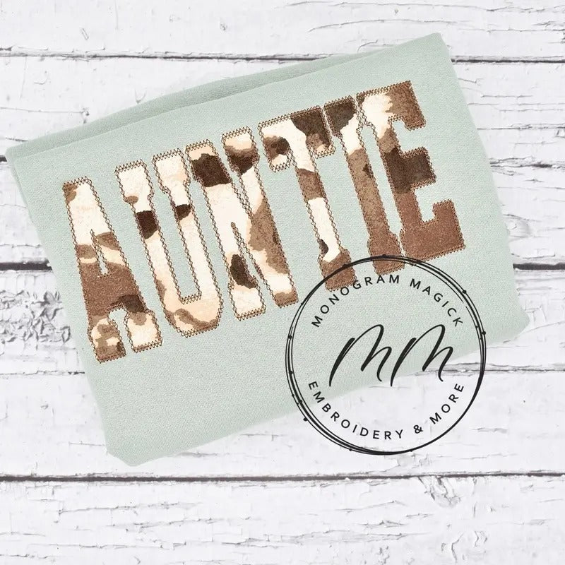Auntie Cow Print Sage Sweatshirt western outfits T-Shirts, Hoodie | GrindPrints.com