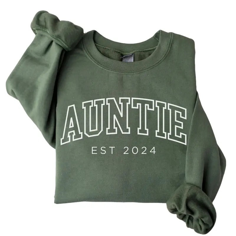 Auntie Est 2024 Sweatshirt, Auntie Era Sweater, Auntie Unisex Sweatshirt, Gift for Aunt, Pregnancy Announcement Shirt...