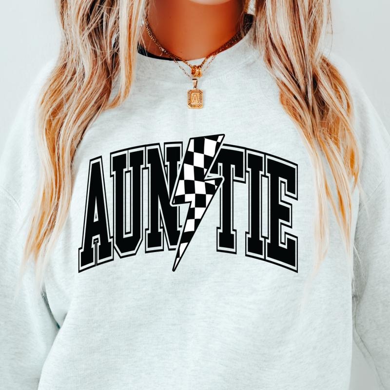 Auntie Checkered Retro Cotton Fit Sleeve Comfortable Cute CASUAL COTTON Womenswear Athletic T-Shirts, Hoodie, Sweatshirt