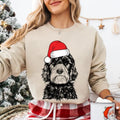 Aussiedoodle Christmas Sweatshirt, Santa Aussiedoodle Christmas Shirt, Dog Mom Christmas Sweater, Black Tan Doodle Dog...