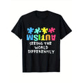 Autism Awareness 'Seeing the World Differently' Puzzle Graphic T-Shirt