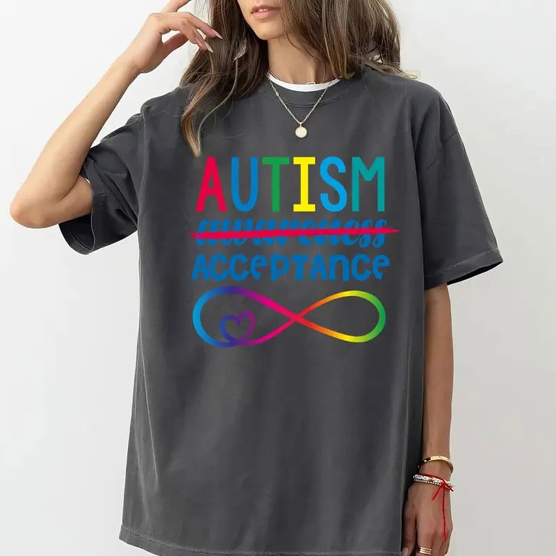 Autism Awareness Acceptance Shirt, In April We Wear Red Autism Acceptance Shirt, Light It Up Red Shirt, Autism Awareness...