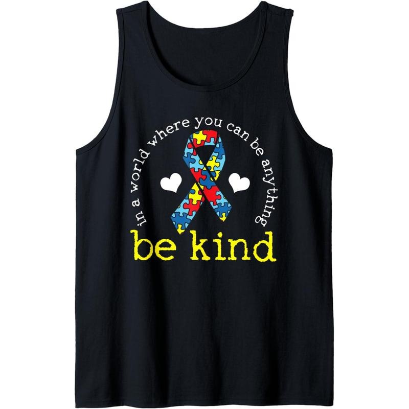 Autism Awareness Kindness Ribbon Heart Tank Top MADE IN USA T-Shirts, Hoodie, Sweatshirt | GrindPrints.com