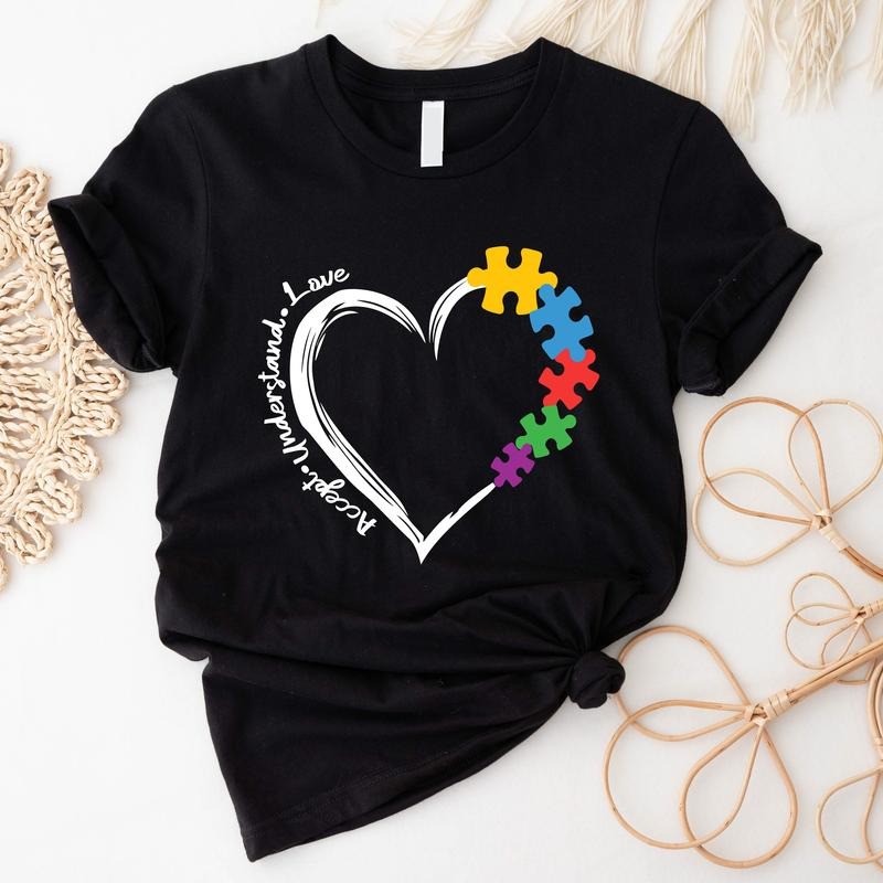 Autism Awareness Shirt, Accept Understand Love T-shirt, Autism Heart Sweatshirt, Cute Puzzle Shirt, Gift For Teacher,...