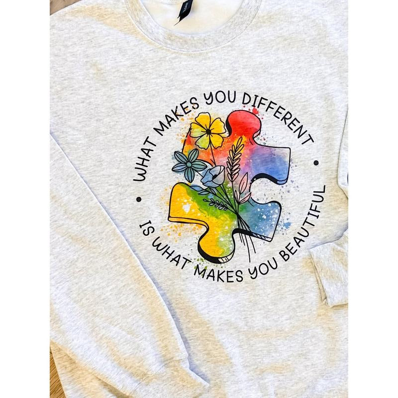 Autism Beautiful Different Graphic Top T-Shirts, Hoodie, Sweatshirt | GrindPrints.com