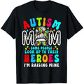 Autism Mom Raising Hero Groovy Messy Bun Autism Awareness T-Shirt Hoodie, Sweatshirt | GrindPrints.com