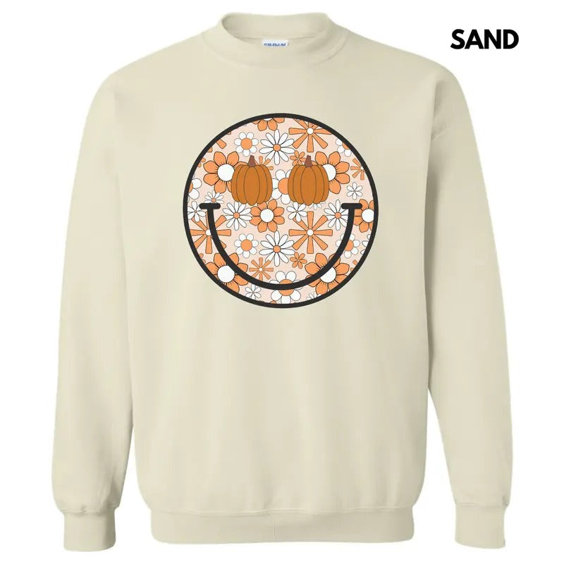 Autumn Floral Happy Face Sweatshirt 'NLB' T-Shirts, Hoodie | GrindPrints.com