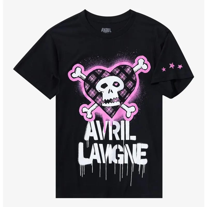 Avril Lavigne Pink Punk Skull Boyfriend Fit Girls T-Shirt Hoodie, Sweatshirt | GrindPrints.com