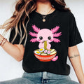 Axolotl Eating Ramen Shirt, Cute Axolotl Lover T-shirt, Asian Food Shirt, Axolotl Noodles Lover Gift Tee, Foodie Lover...