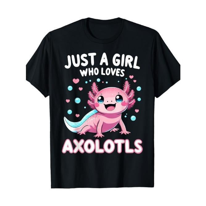 Axolotl Kawaii Just A Girl Who Loves Axolotls T-Shirt Made in USA Hoodie, Sweatshirt | GrindPrints.com