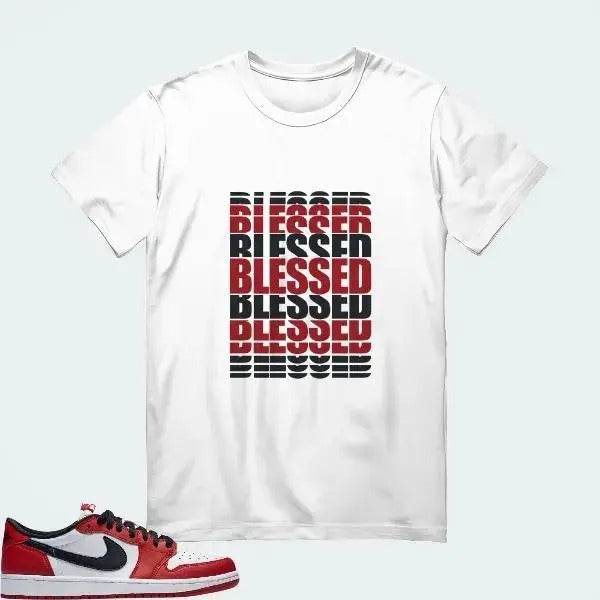 [BLESSED MANY TIMES] AJ1 Low OG Chicago Matching Tee Hoodie, Sweatshirt | GrindPrints.com