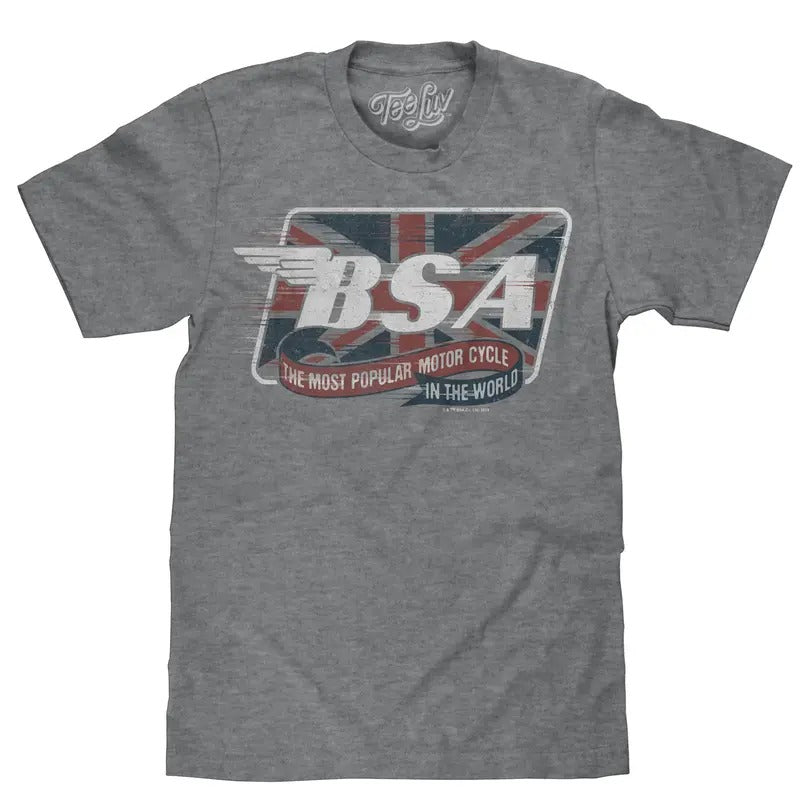 BSA Motorcycles Union Jack T-Shirt - Gray Hoodie, Sweatshirt | GrindPrints.com
