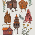 Baba Yaga Houses Art Print (Light Version) Matte Paper Decorative Wall Artwork for Room Ornaments & Plants T-Shirts,...