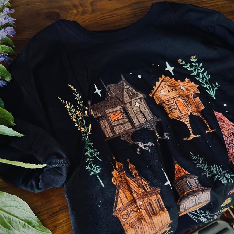 Baba Yaga Houses Black Unisex T-Shirt Hoodie, Sweatshirt | GrindPrints.com
