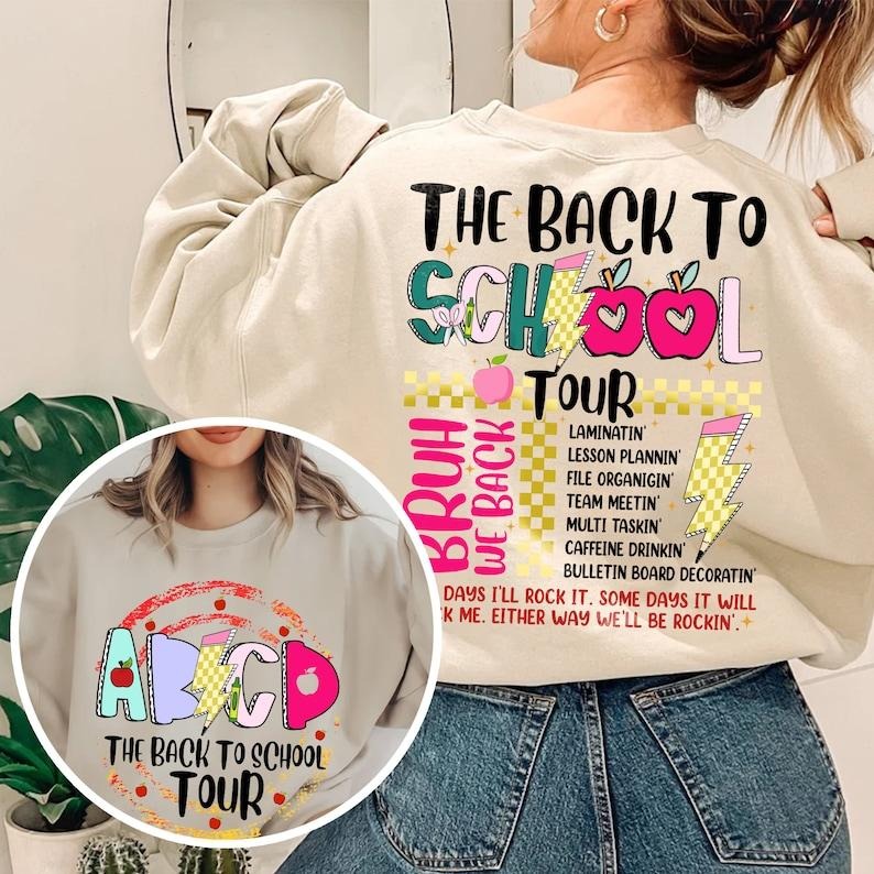 Back To School Tour Retro The Back To School Tour Hoodie, Teacher Gift, ABCD Teacher Hoodie, Kindergarten Teacher Hoodie,...