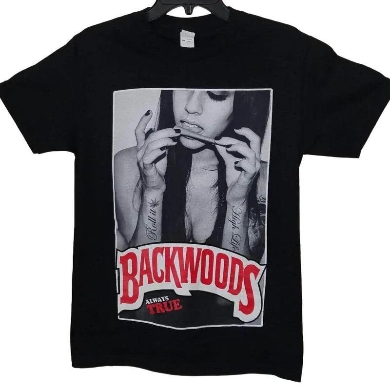 Backwoods Always True T Shirt Black Reprint Double Side Shirt,Short Sleeve Crew Neck T-Shir, Fitted, Pull On, Casual,...