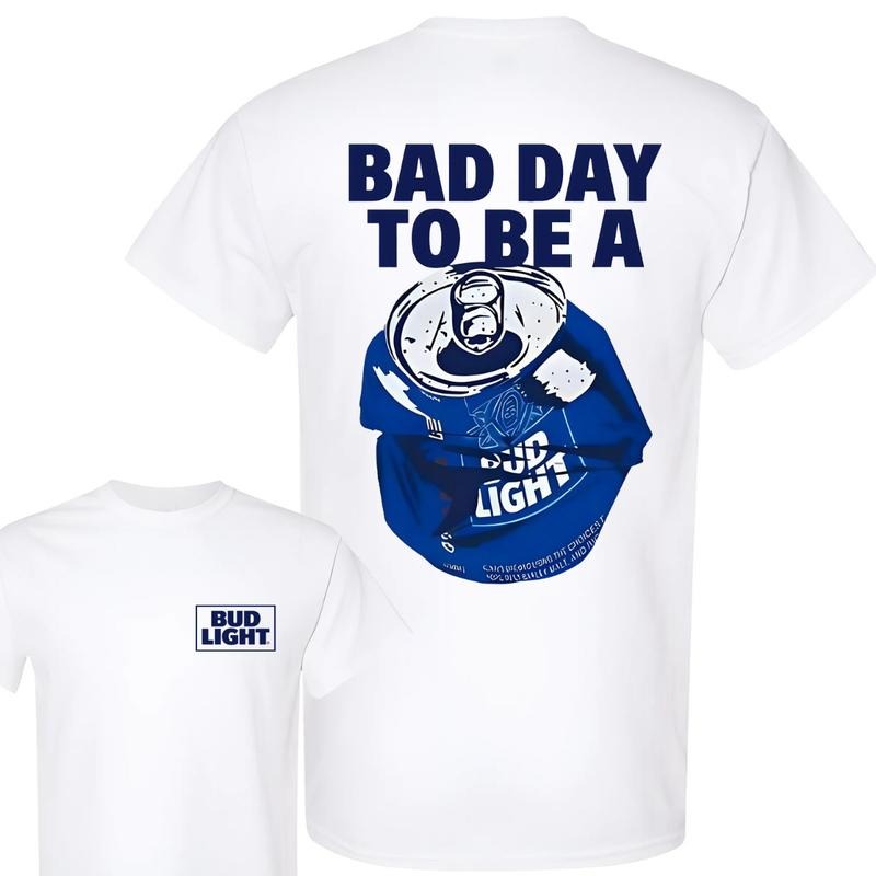 Bad Day To Be A BudLight T-shirt Graphic Tee for Men and Women, 100% Cotton, Casual Crew Neck, Short Sleeve, Comfortable...