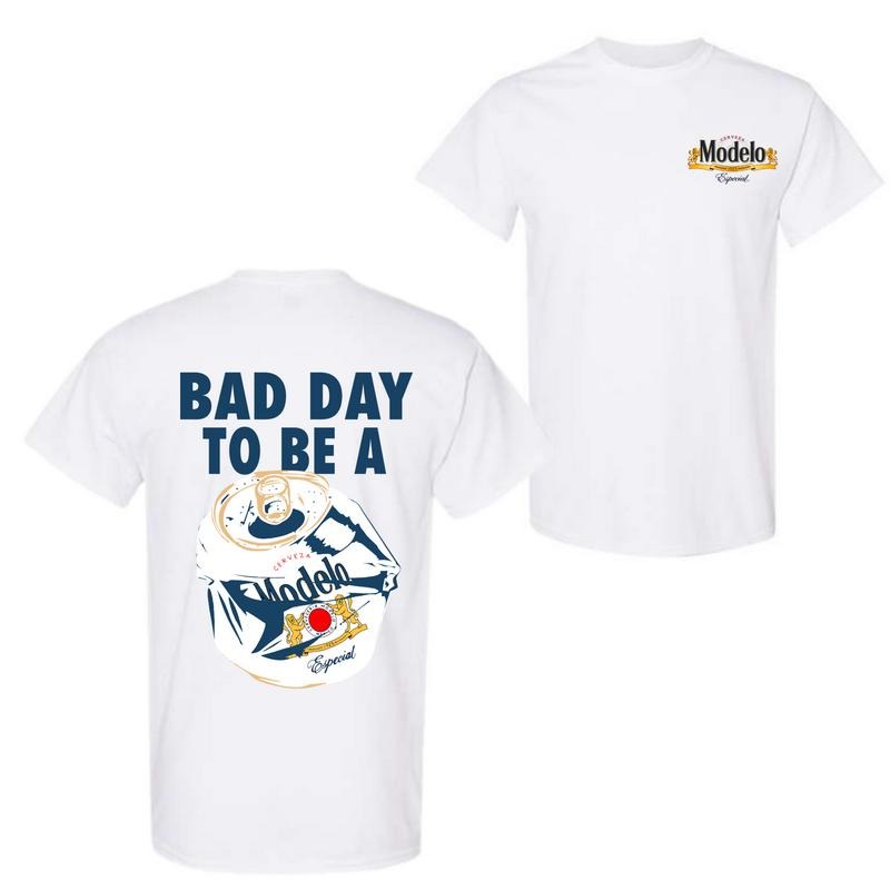 Bad Day to Be a Modelo Especial 2 Sided T-Shirt, Funny Beer Graphic Tee for Men and Women, Casual Streetwear Summer Top,...